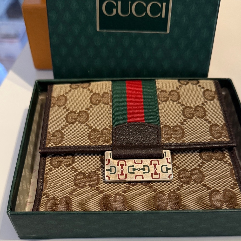 Gucci Ophidia Monogram Wallet with Green and Red Accent
